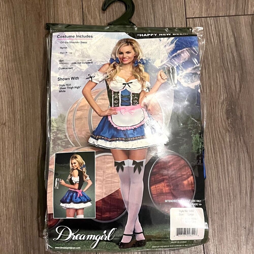Happy New Beer Octoberfest Costume for Women Size L New Dreamgirl 9492